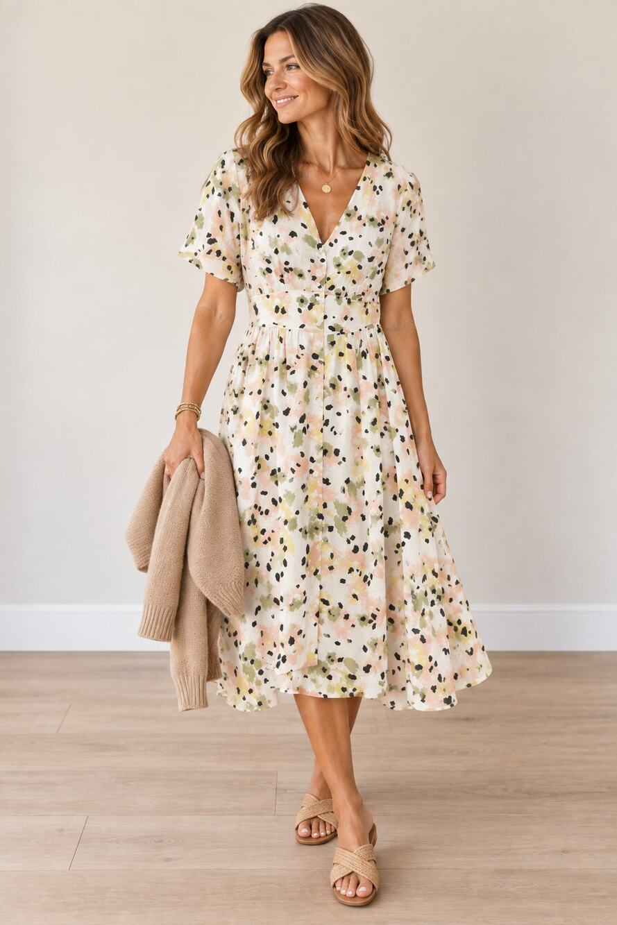 NWT Anthropologie See U Soon Abstract Print Midi Dress Small
